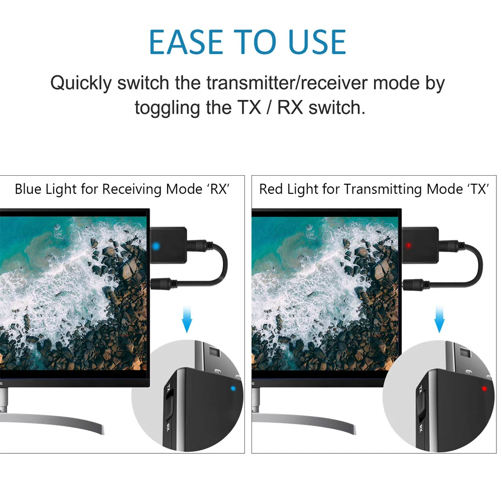 KN330 3 IN 1 USB Bluetooh 5.0 Audio Receiver Transmitter 3.5 AUX Jack RCA Stereo Wireless Bluetooth Adapter For TV PC Car Music