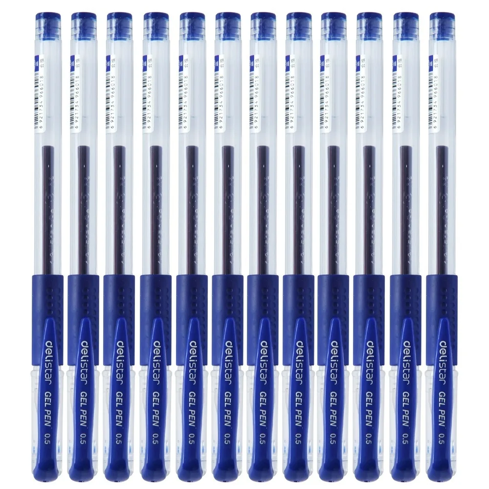 blue Hethrone 12pcsassic 0,5 мм беглые чернила гелевая ручка для встреч гелевая ручка для подписи письма принадлежности для встречи заметок офисные школьные канцелярские принадлежности ручка - Цвет: blue
