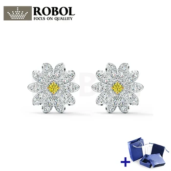 

Original SWA Earrings with Original Engraving ETERNAL FLOWER STUD PIERCED Earrings Box Set Woman Jewelry Gift Free Shipping