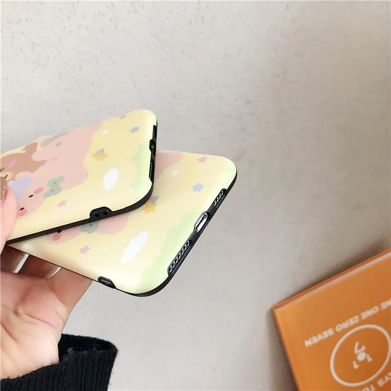 Милый мультяшный Единорог медведь чехол для телефона для iphone 11 Pro Max 8 7 Plus XR X XS Max Модный мягкий IMD силиконовый матовый чехол