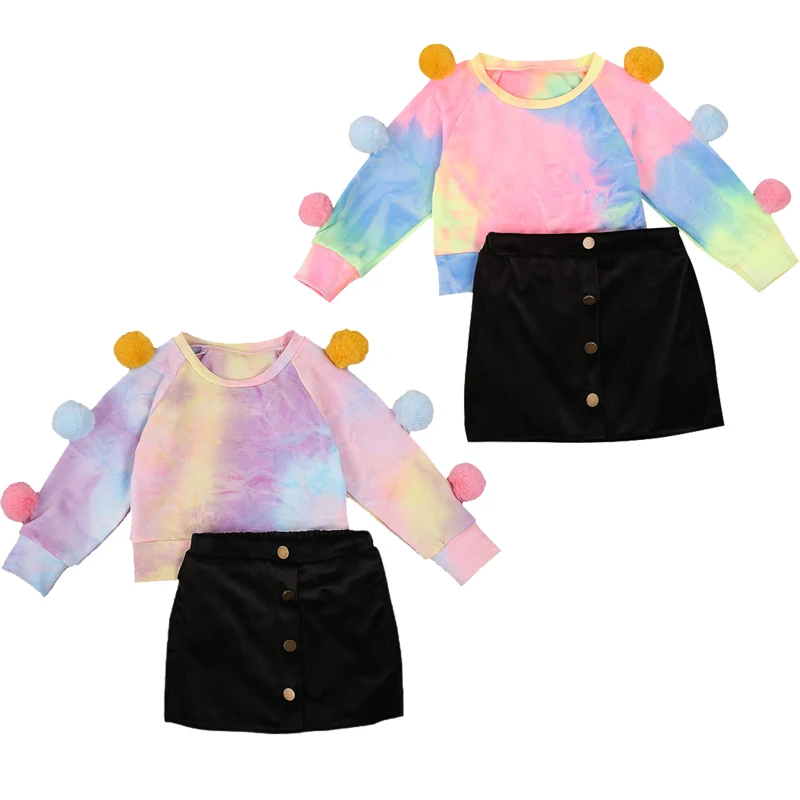 Осенняя одежда для маленьких девочек топы с длинными рукавами и принтом