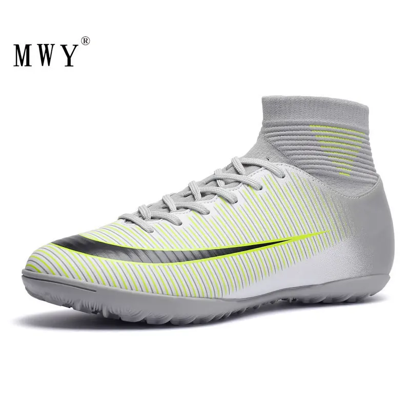 

MWY Man High Top Ankle Football Boots Train Shoes Turf TF Classic Soccer Boots Women Sneakers Lightweight Indoor Turf Futsal