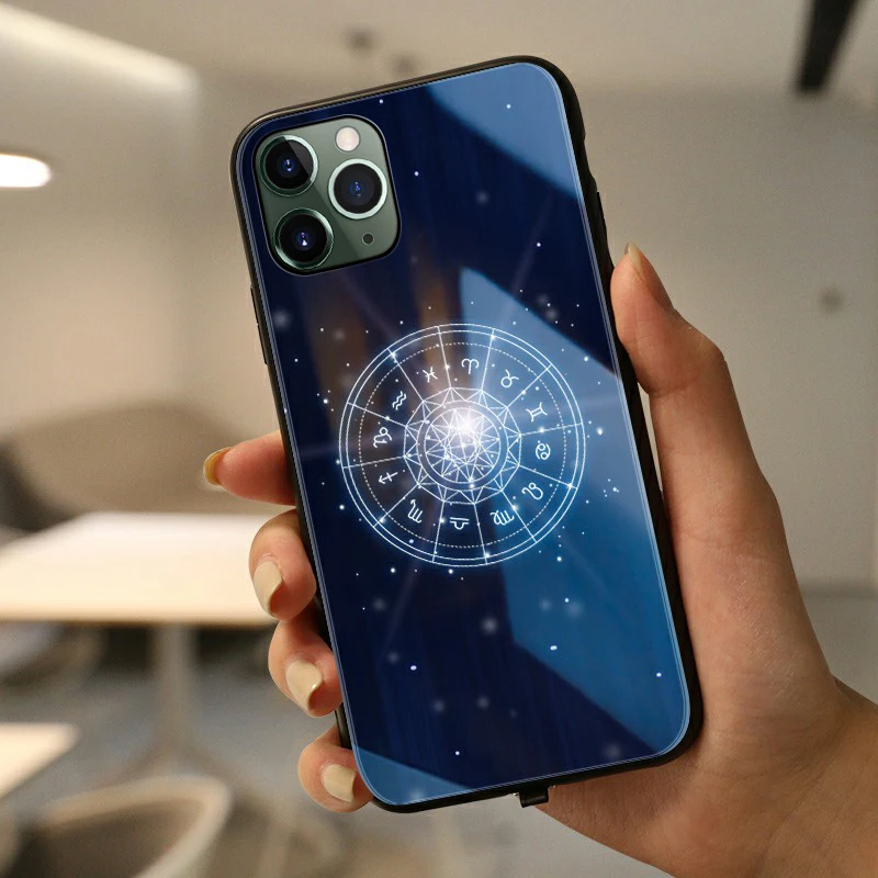 Black Mofi для iPhone 11 Pro Чехол Smart Led светящийся чехол для iPhone 11 максимальный чехол Funda жесткий силиконовый чехол TPU с рисунком Стекло персонажа Капа - Цвет: Black