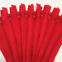 Variety Pack of Nylon Coil Zippers - 10 - Piece Set, Assorted Sizes and Colors for Tailoring and Crafting (Red)