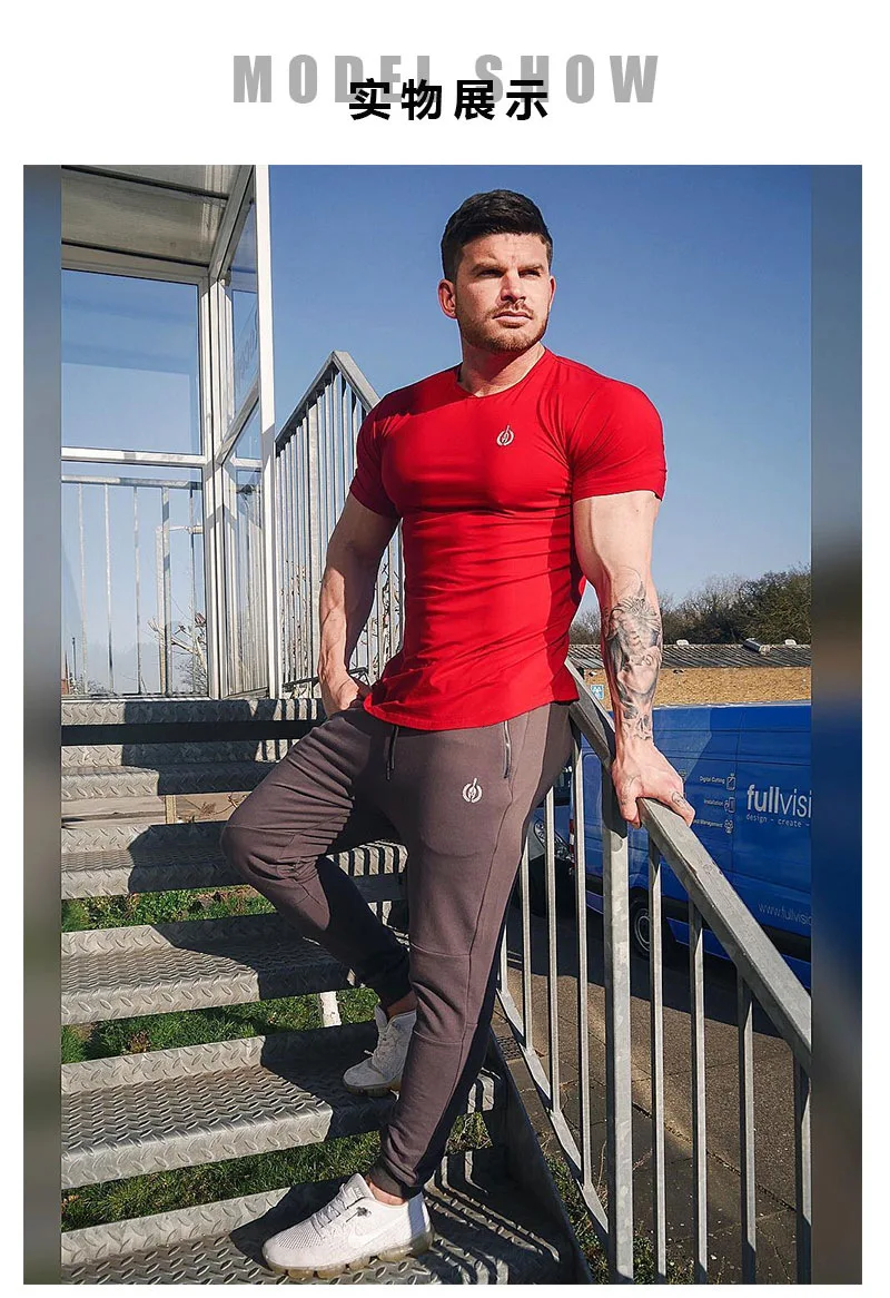 Muscle Dr. Европа и Америка братья рекламируют мужчин t Стиль Спорт Фитнес с коротким рукавом мужчин Slim Fit вырез лодочкой все-Хлопок T-s