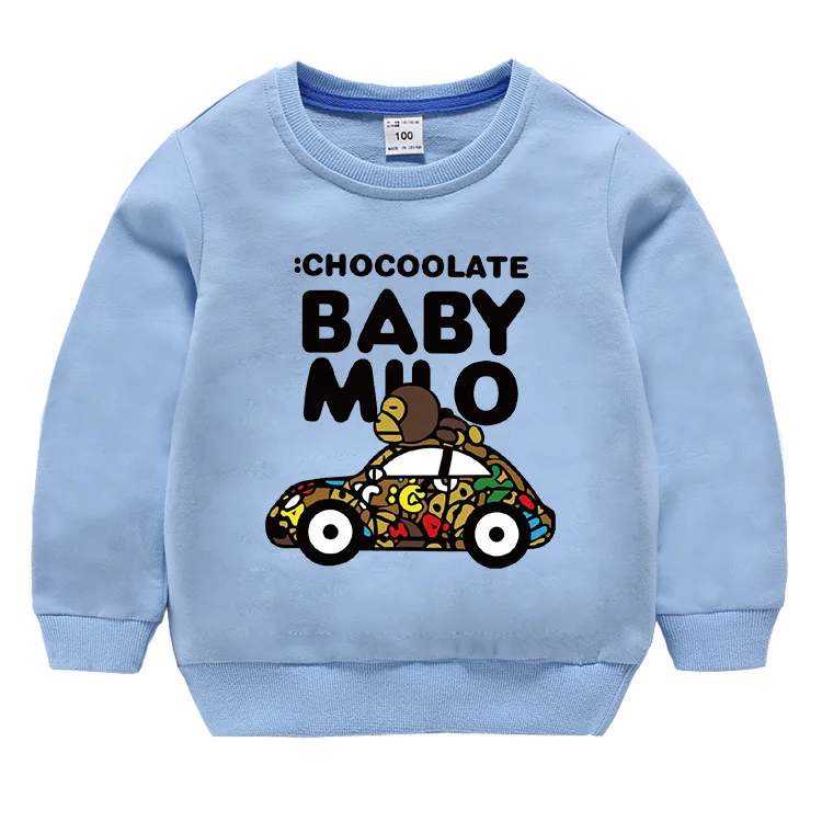 Children Boy Girl Autumn Hoodies Kids Spring Sweatshirts Yellow Tshirt Cotton Cartoon Car Tops Size 1 2 4 6 8 Year Baby Clothing