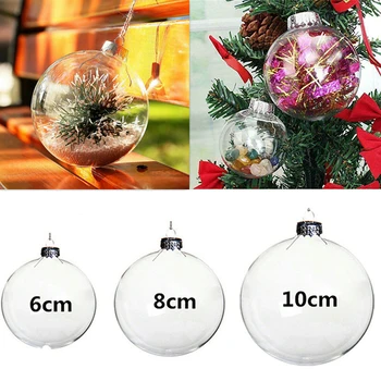 

Clear Christmas Ornaments Balls 6/8/10CM Baubles Sphere Fillable DIY Xmas Tree Decorations Bauble Bar Party Hanging Pendant