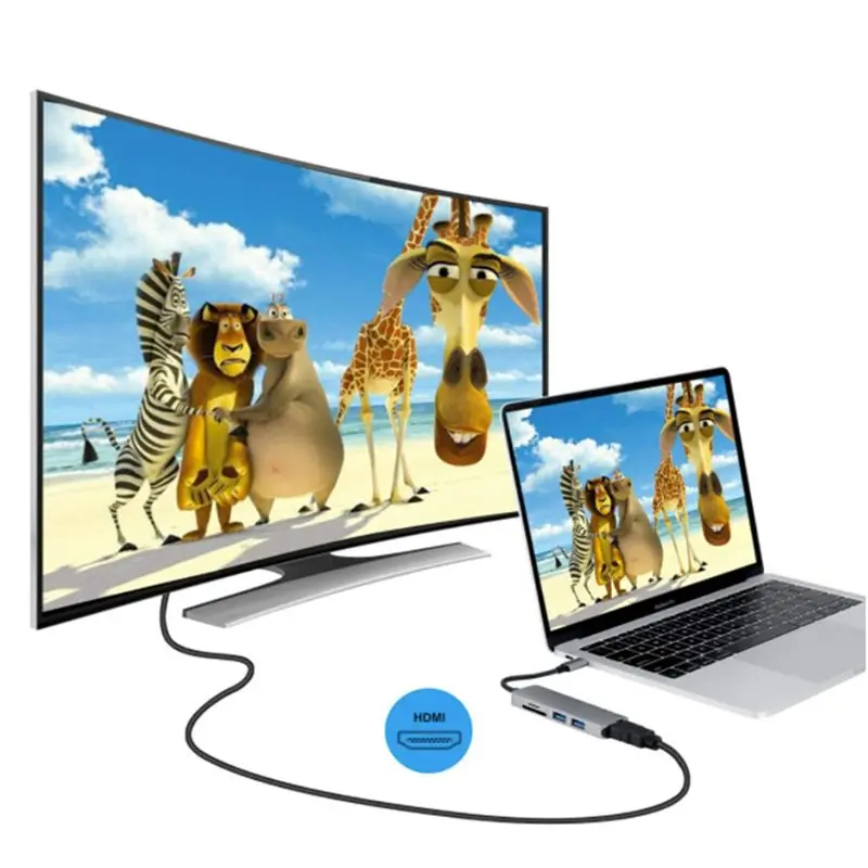 USB 3,0 type C к HDMI концентратор USB-C док-станция для ноутбука type C адаптер конвертер для MacBook Windows SD TF кард-ридер A5YA
