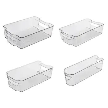 

4pcs Kitchen Refrigerator Storage Box Plastic Refrigerator Container Sqaure Storage Box Crisper Preservation Box For Home