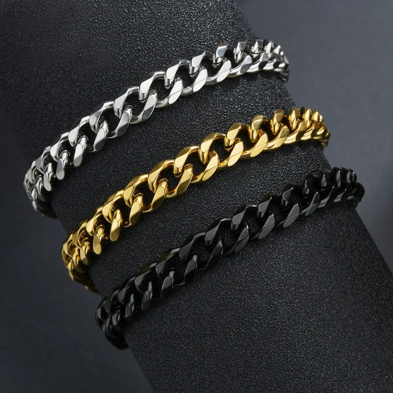 Chain Bracelet Stainless Steel Bracelets Stainless Steel Jewelry Polished Stainless Steel Bracelet For Men Women 3/5/7/9mm