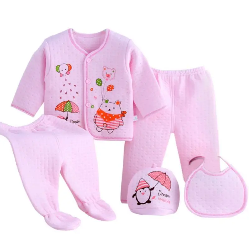 5 шт./компл. наряд с принтом хлопковая рубашка+ штаны, комплект для малышей, Одежда для новорожденных мальчиков и девочек, мягкие новые