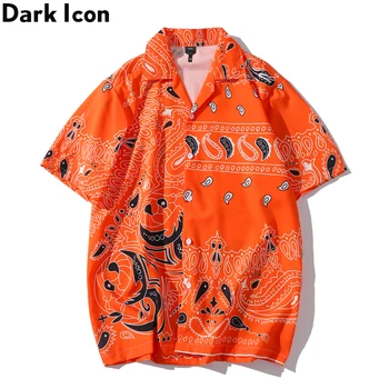

Dark Icon Orange Bandana Hawaiian Shirt Men Women 2020 Summer Vintage Men's Shirt Street Fashion Shirts for Men