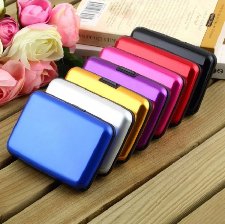 

Solid Aluminum Credit Card Case Card Case Aluminum Color Card Box Magnetic Bank Card Case Coin Purse id wallet