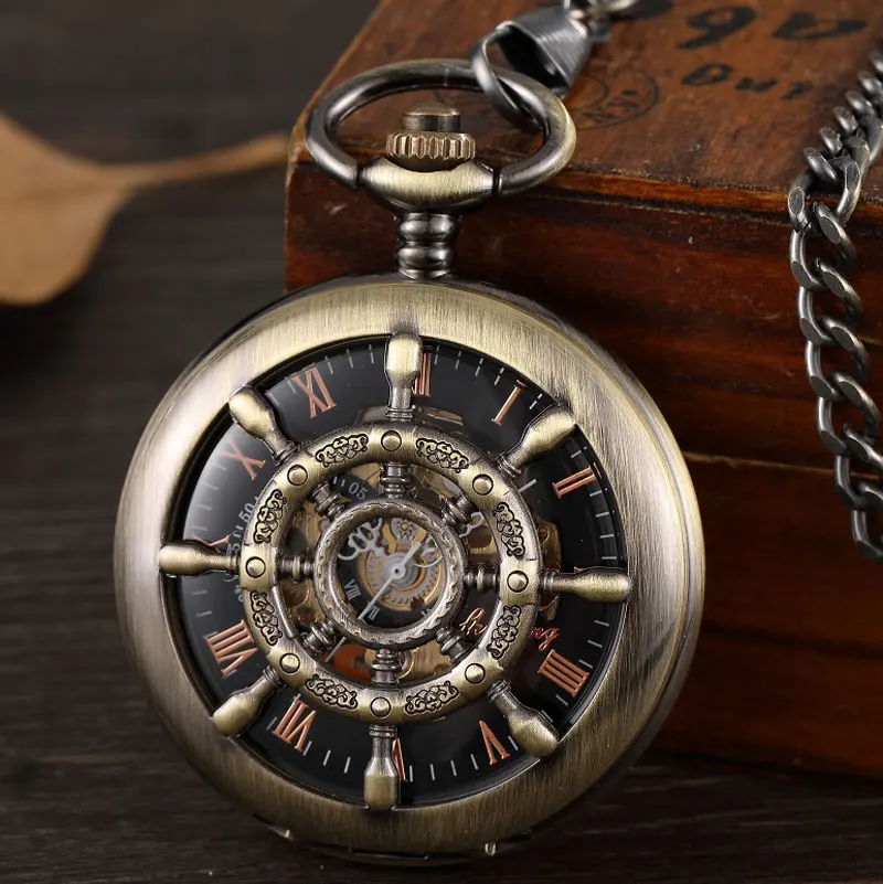Relógios para Homens Ocos Esqueleto Steampunk Relógios