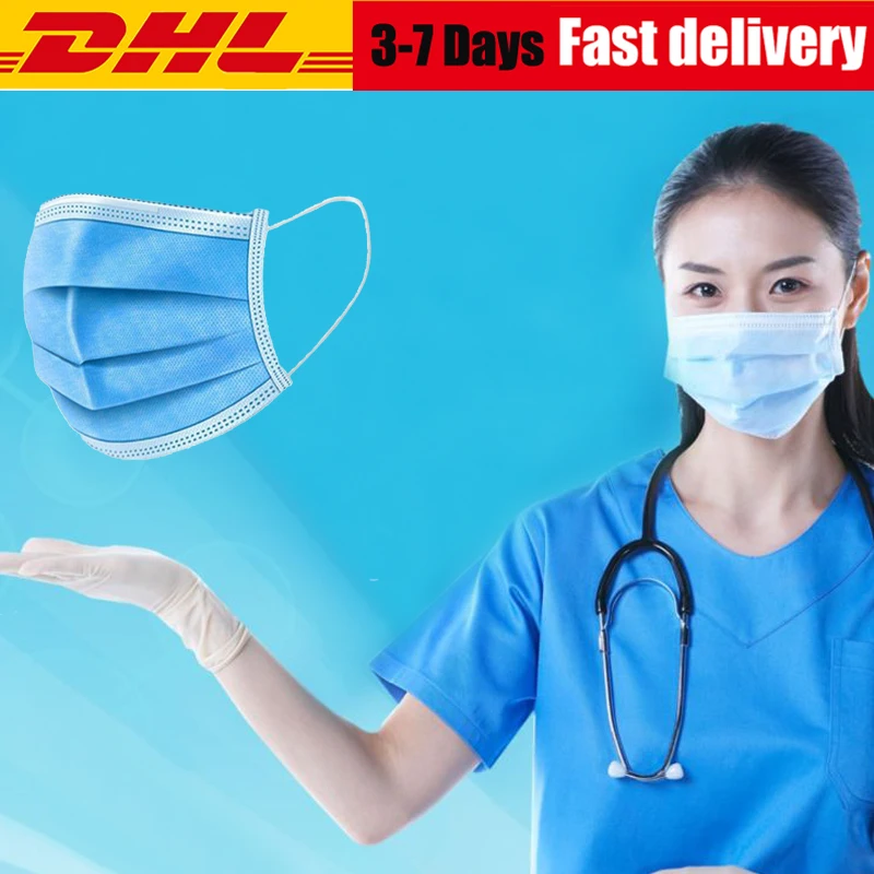 

50/100/300/1000PCS/Lot Disposable Masks 3-layer Non-Woven Masks Anti Virus Dust Mouth Face Mask Protection Soft Protective Mask