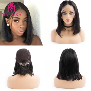 

MALAIKA Short Bob Lace Front Human Hair Wig Brazilian Straight Glueless Wig Natural Color human Hair Lace Wig