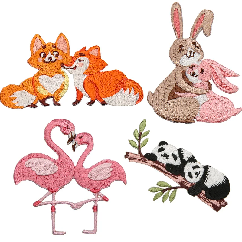 1 комплект нашивки в виде панды фламинго кролика лисы животных вышивка утюжок