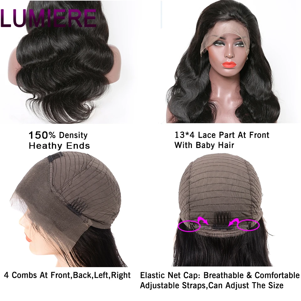 Lumiere Hair Lace Front Human Hair Wigs For Black Women Brazilian Body Wave Wigs With Baby Hair Swiss Lace Remy Hair 12"-20"