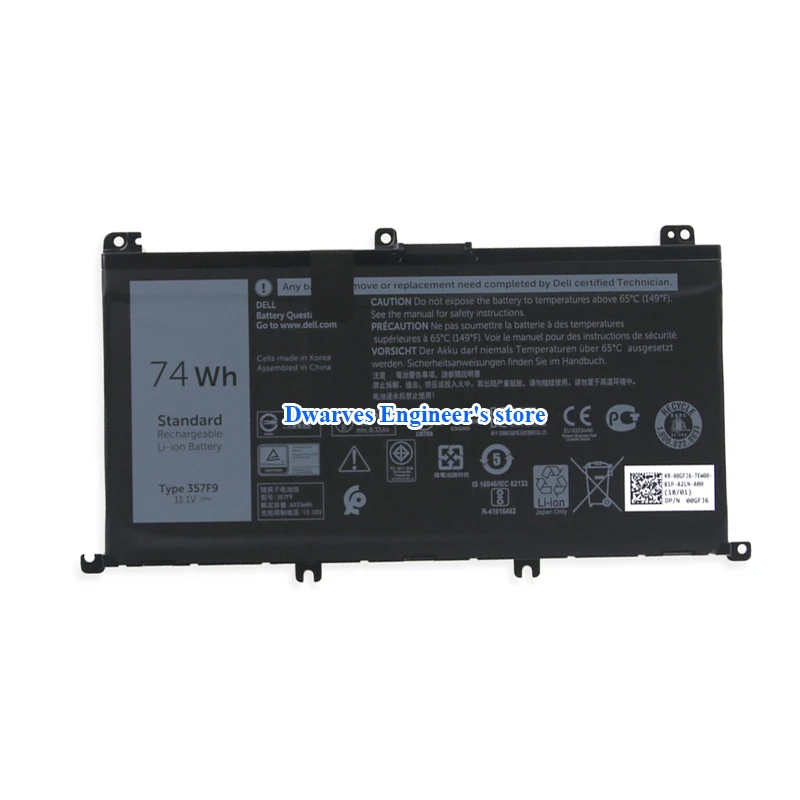 Оригинальный 74Wh 357F9 Батарея для Dell Inspiron 15(7559) 15 7559 7557 7566 7567 I7559 763BLK ноутбук 11 1
