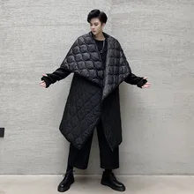 Мужской, женский, Ретро стиль, Повседневный, Свободный кардиган с большим воротником, хлопковое Стеганое пальто, верхняя одежда для мужчин, Осень-зима, без пуговиц, тонкая парка, куртка