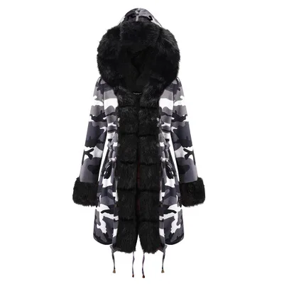 Women Coat F6 ASSEZSAC, осенне-зимнее Новое Женское пальто, камуфляжное, плюшевое, с меховым воротником, теплое пальто, куртка, толстая, модная женская куртка с капюшоном - Цвет: Women Coat F6