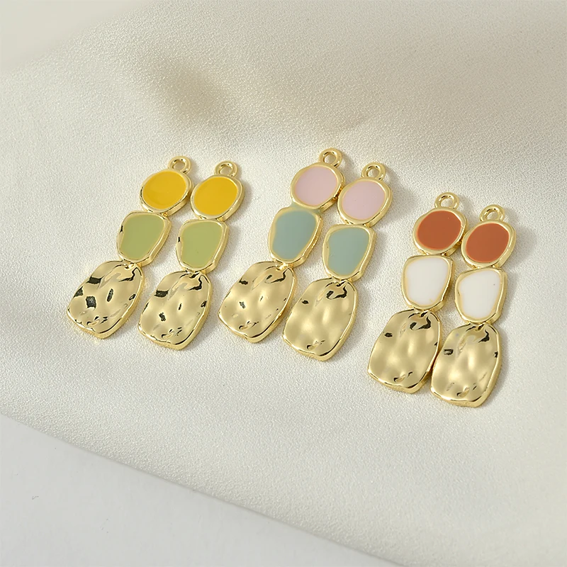 Alloy Drip Stitching Contrasting Color Shaped Long Pendant DIY Ear Stud Earrings Material Accessories 4pcs | Украшения и