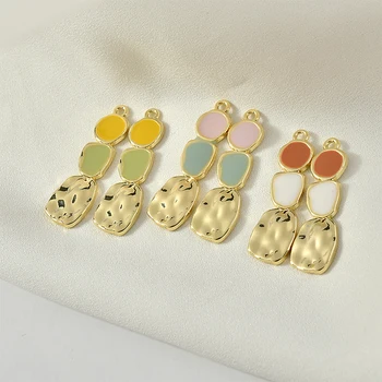 

Alloy Drip Stitching Contrasting Color Shaped Long Pendant DIY Ear Stud Earrings Material Accessories 4pcs
