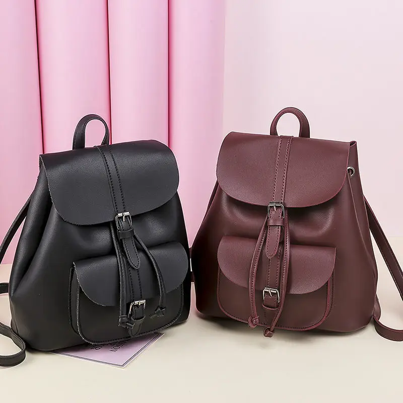 Женский рюкзак для путешествий, винтажная кожаная школьная сумка с кулиской, черный рюкзак, брендовые сумки на плечо для девочек-подростков, женский рюкзак