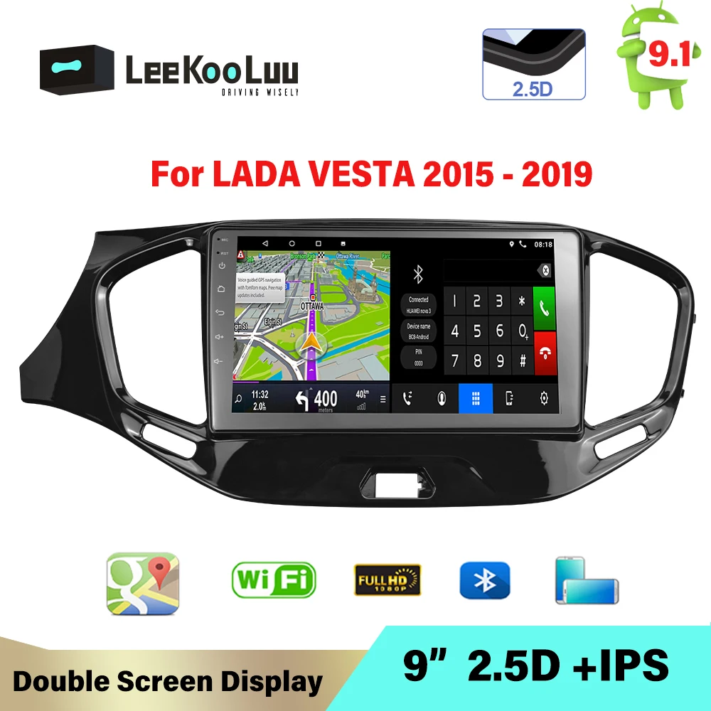Автомагнитола LeeKooLuu Android 9 1 дюймов IPS GPS-навигация мультимедийный плеер для LADA Vesta
