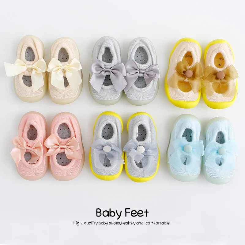 

Newborn Baby Girls Shoes Butterfly-knot First Walkers With Bow Red Black Pink White Soft Soled Non-slip Crib Shoes
