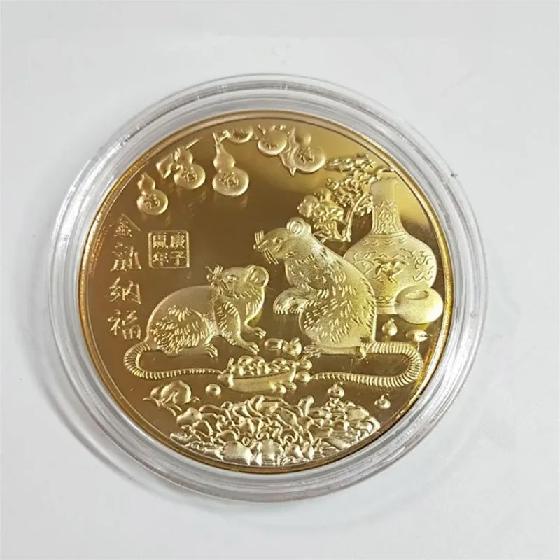 Монеты иностранных валют лунный календарь коллекция Искусство ремесло подарок год крысы памятная монета Китайский Зодиак сувенир
