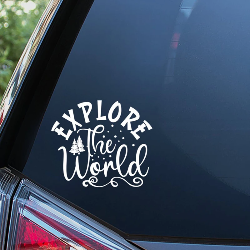 Black/Sliver Explore The World Sticker Vinyl Decal Car Decals Waterproof Removable Stickers Trunk Decoration S287 | Автомобили и