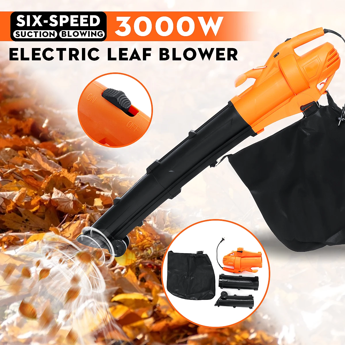 Ceny 3000W Pulverizer liści wysokiej mocy 6 kontrola prędkości dmuchanie podwójnego zastosowania dmuchawa elektryczna z 30L duża pojemność przechowywania torba ogród