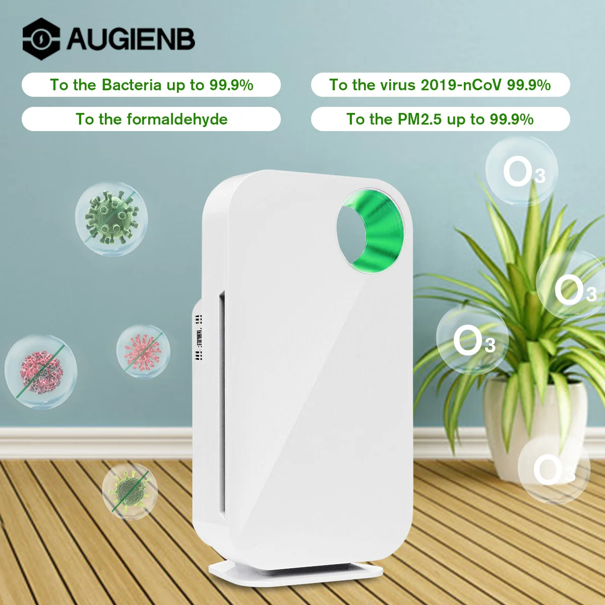 Ceny AUGIENB oczyszczacz powietrza z filtrem HEPA alergie Eliminator jonów ujemnych filtr powietrza dla PM2.5 pyłek pyłu dym Pet Dander