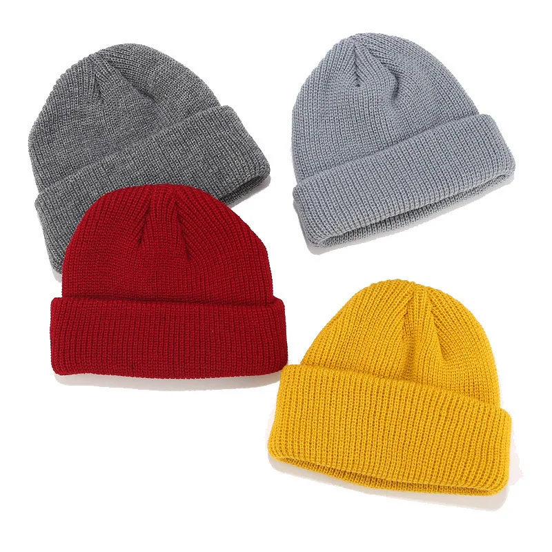 

Autumu Winter Knitted Hat Woman Solid Color Skullcap Concise Style Package Head Cap Cold Hat Street Wear