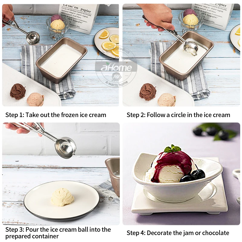 Ice Cream Scoop ,Stainless Steel Cookie Scoops with Trigger Release, Spherical Scoops for Mashed Potatoes kitchen Accessories