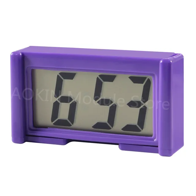 1pcs Mini Car Digital Clock Car Accessories Car Clocks Auto Electronic Clock LCD Watch Clock Suitable For Car Interior Decorate Purple