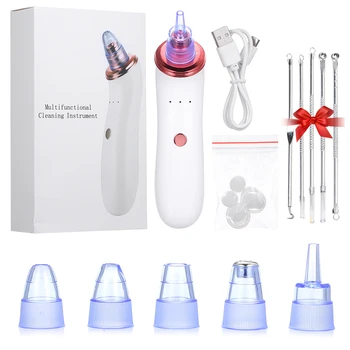 

Electric Blackhead Suction Device with 5 in 1 Pimple Zit Comedone Extractor Tool Acne Removal Kit Black Head Remover