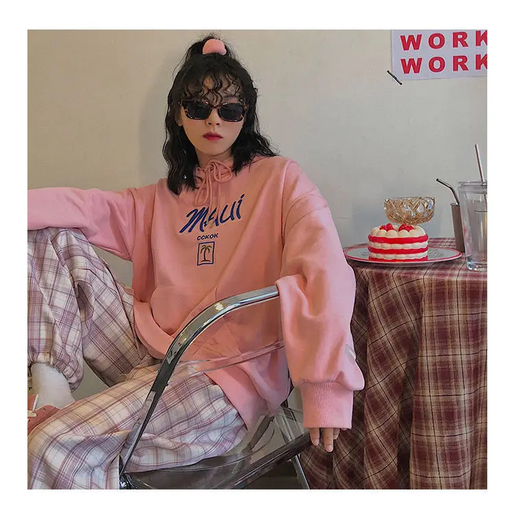 Korean Vintage Pink Plaid Wide Leg Pants With Pockets JKP4784