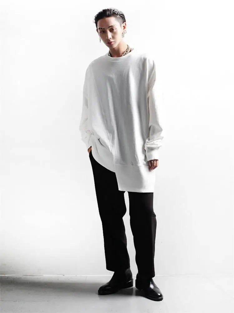 Men's Long Sleeve Hoodie Spring And Autumn New Personality Asymmetric Design Fashion Men Loose Large Size Hoodie