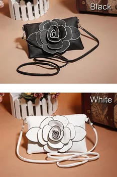 

New Womens Girls PU Leather Rose Floral Clutch Small Bag Shoulder Party Handbag