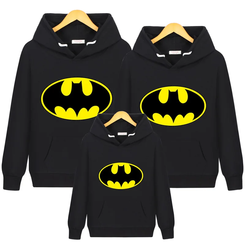 black batman Hoodie Толстовка с капюшоном с Бэтменом; одежда для родителей и детей; одинаковые комплекты для семьи; подарки для детей; уличная одежда; Прямая поставка - Цвет: black batman Hoodie
