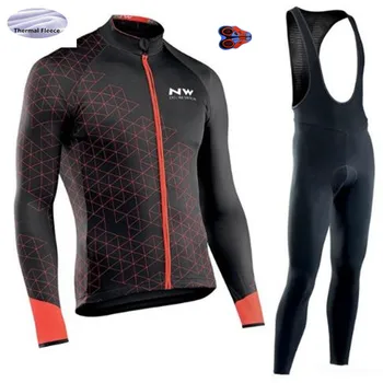 

NW Team Winter Bicycle Clothing Cycling Wear 2020Cycling Jersey 9D GEL Pads Bike Pants Set Mens Ropa Ciclismo Thermal Fleece