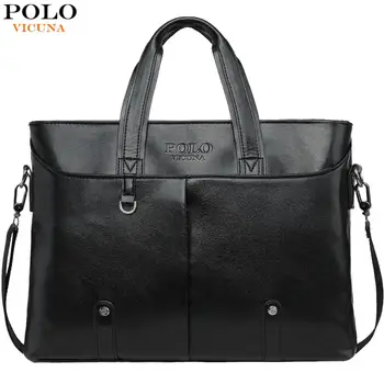 

VICUNA POLO Casual Business Leather Briefcase For Men Classic Design Men's Laptop Handbag Side Crossbody Shoulder Bags