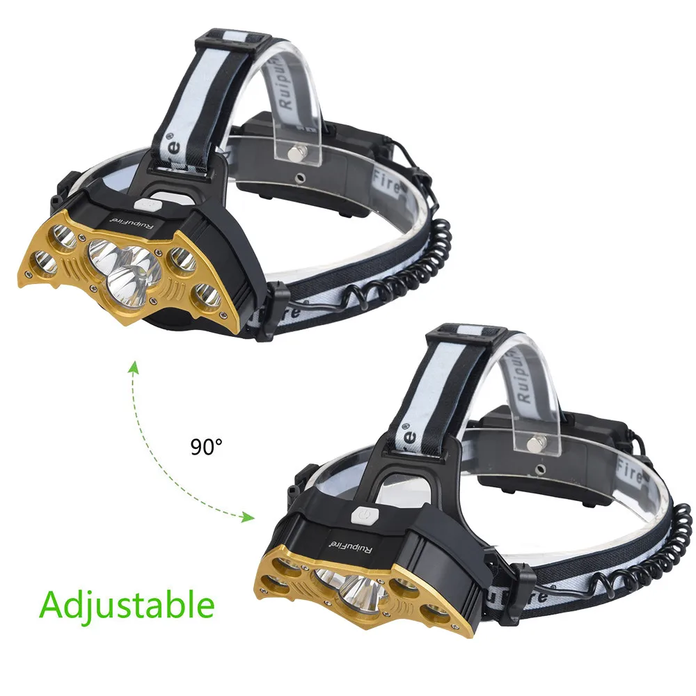 5X XM-L T6+2XRed Light LED Rechargeable Headlamp Headlight Travel Head Torch adventure lighting wholesale headlights#2A13