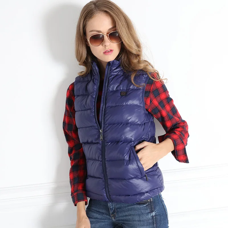 Hiking Down Vest Polymer Battery Thermal Waterproof Windproof Heating Women Outdoor Camping