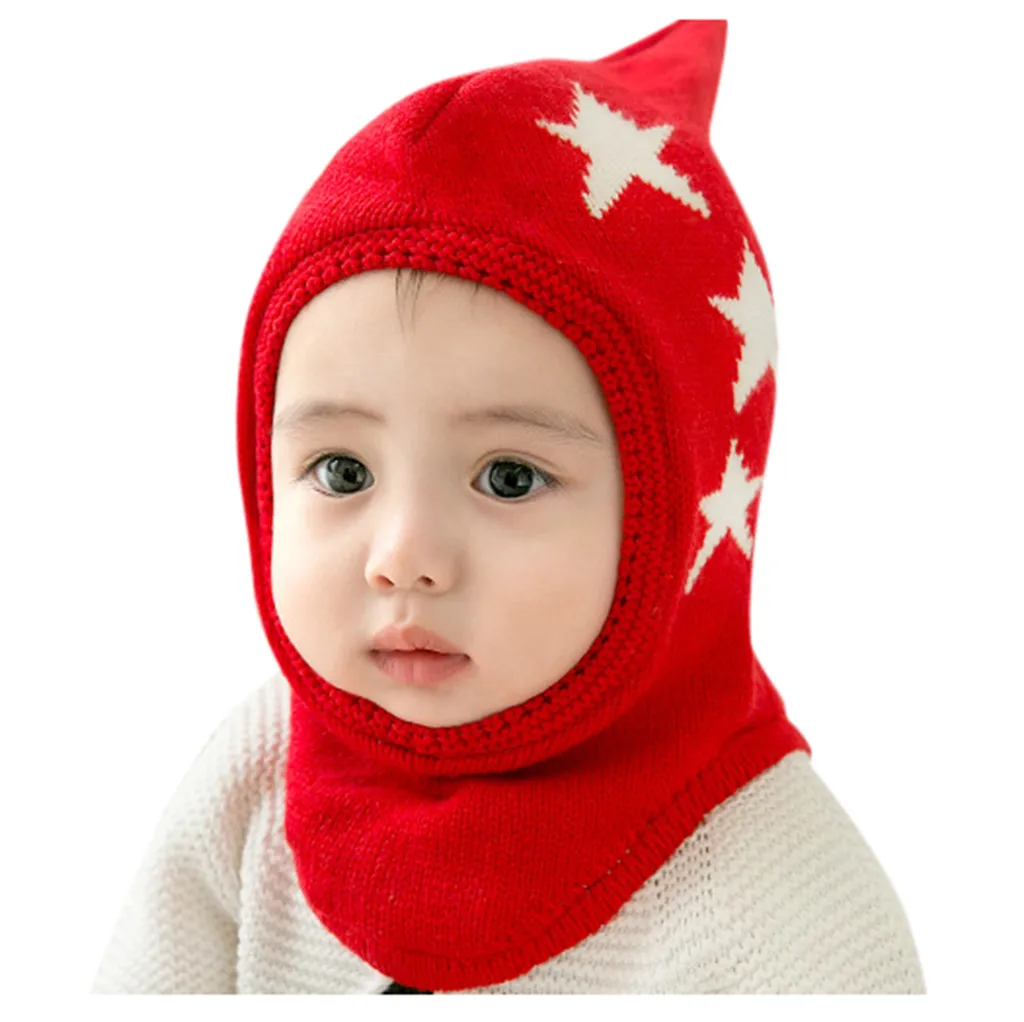 Детская зимняя шапка, модная, милая, мультяшная, со звездой, для мальчиков и девочек, детская, милая, мягкая шапка, с капюшоном, нагрудник, цельные шапки, детские, для фотосессии