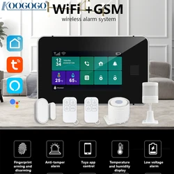Tuya – système d'alarme de sécurité sans fil, wi fi, GSM, 433MHz, activation par empreinte digitale, affichage de la température et de l'humidité, pour maison intelligente, anti cambriolage 
