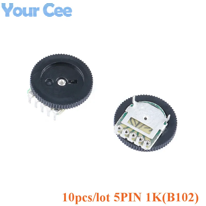 10 шт. 1 к B102 16*2 мм Шестеренчатый потенциометр двойной потенциометр 5pin для радио MP3/MP4 переключатель регулировки громкости