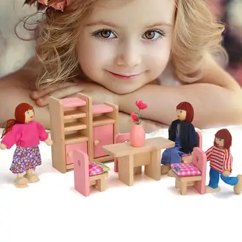 

Miniature Furniture for dolls house Wooden dollhouse FurniturePlay house toys pink wooden furniture children's educational toys
